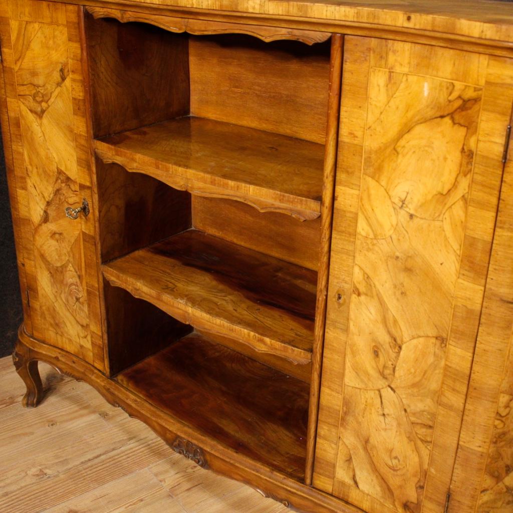 20th Century Walnut, Beech, Maple and Burl Walnut Wood Italian Bookcase, 1960 1