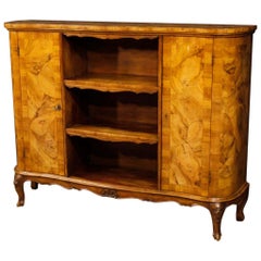 20th Century Walnut, Beech, Maple and Burl Walnut Wood Italian Bookcase, 1960