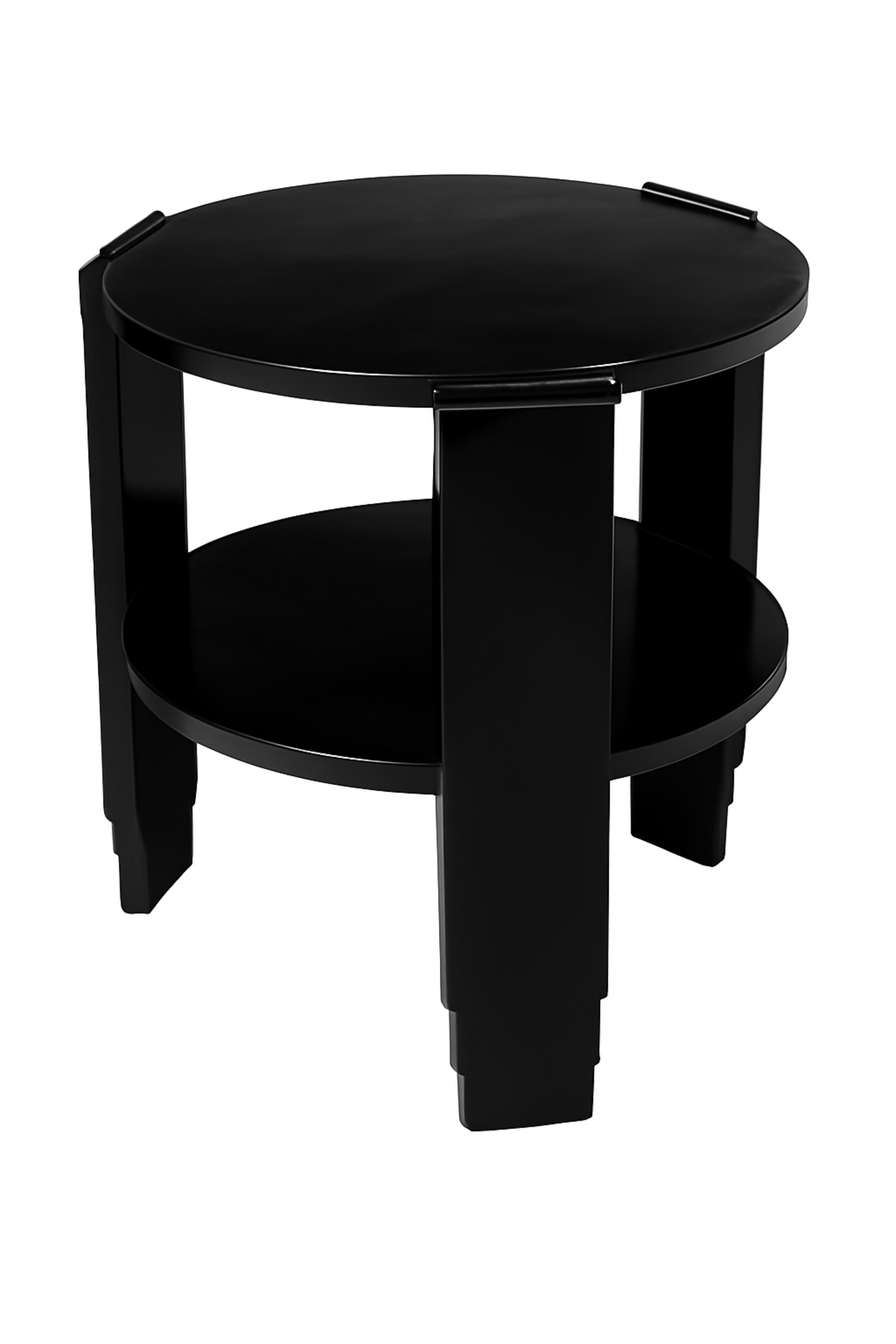 20th Century Walnut Black Lacquer Art Deco Center Table For Sale 6
