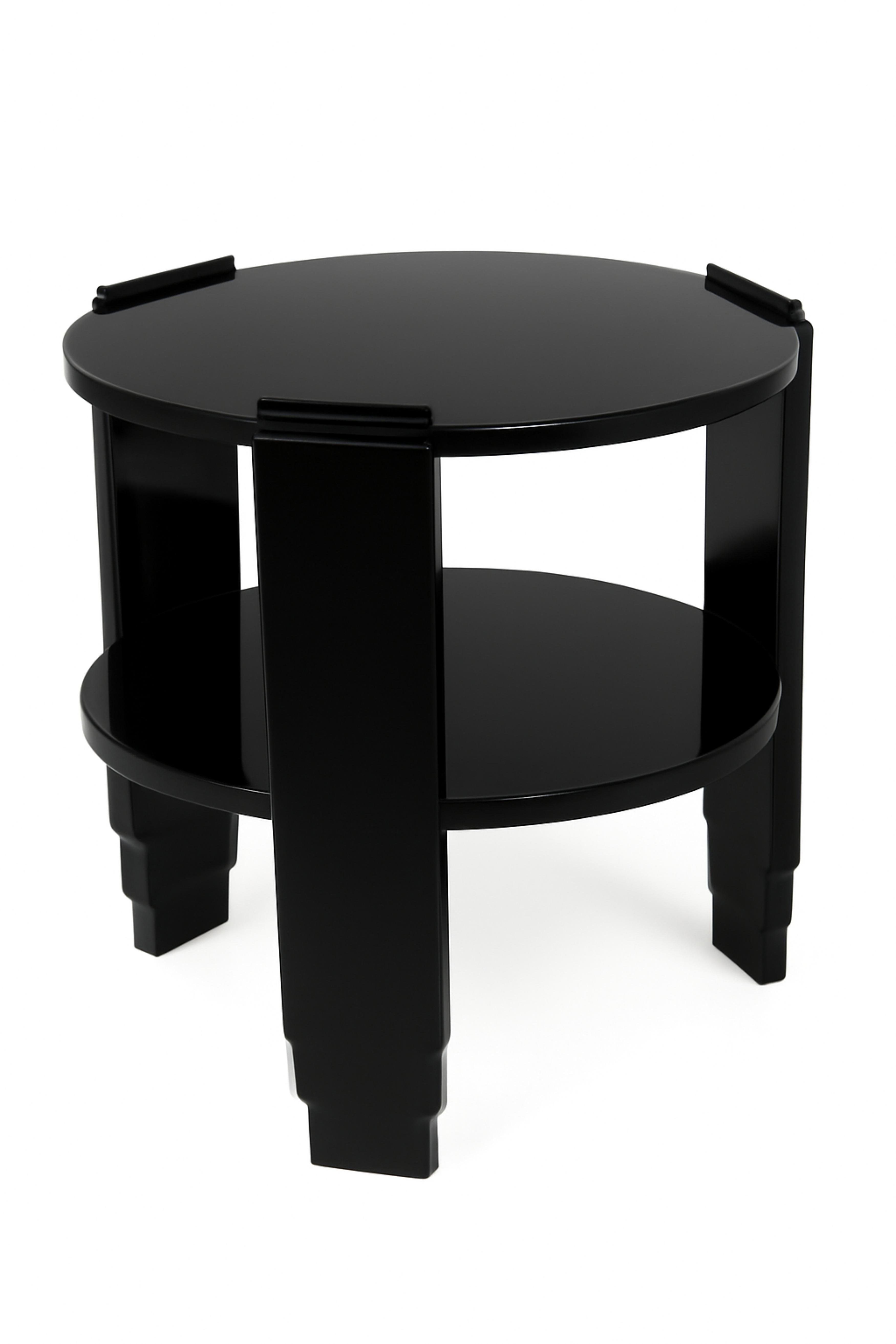 20th Century Walnut Black Lacquer Art Deco Center Table For Sale 7