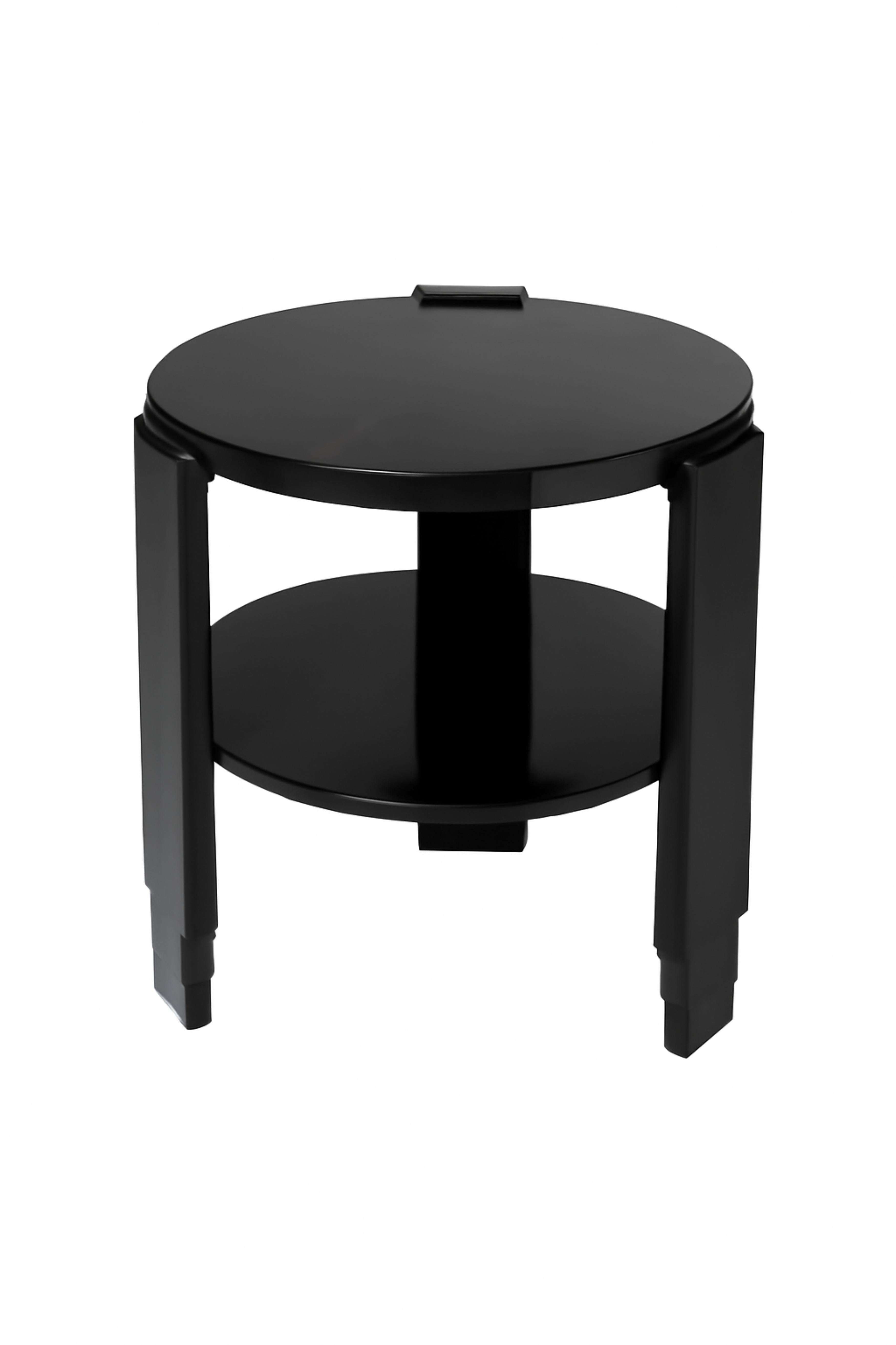 20th Century Walnut Black Lacquer Art Deco Center Table For Sale 1