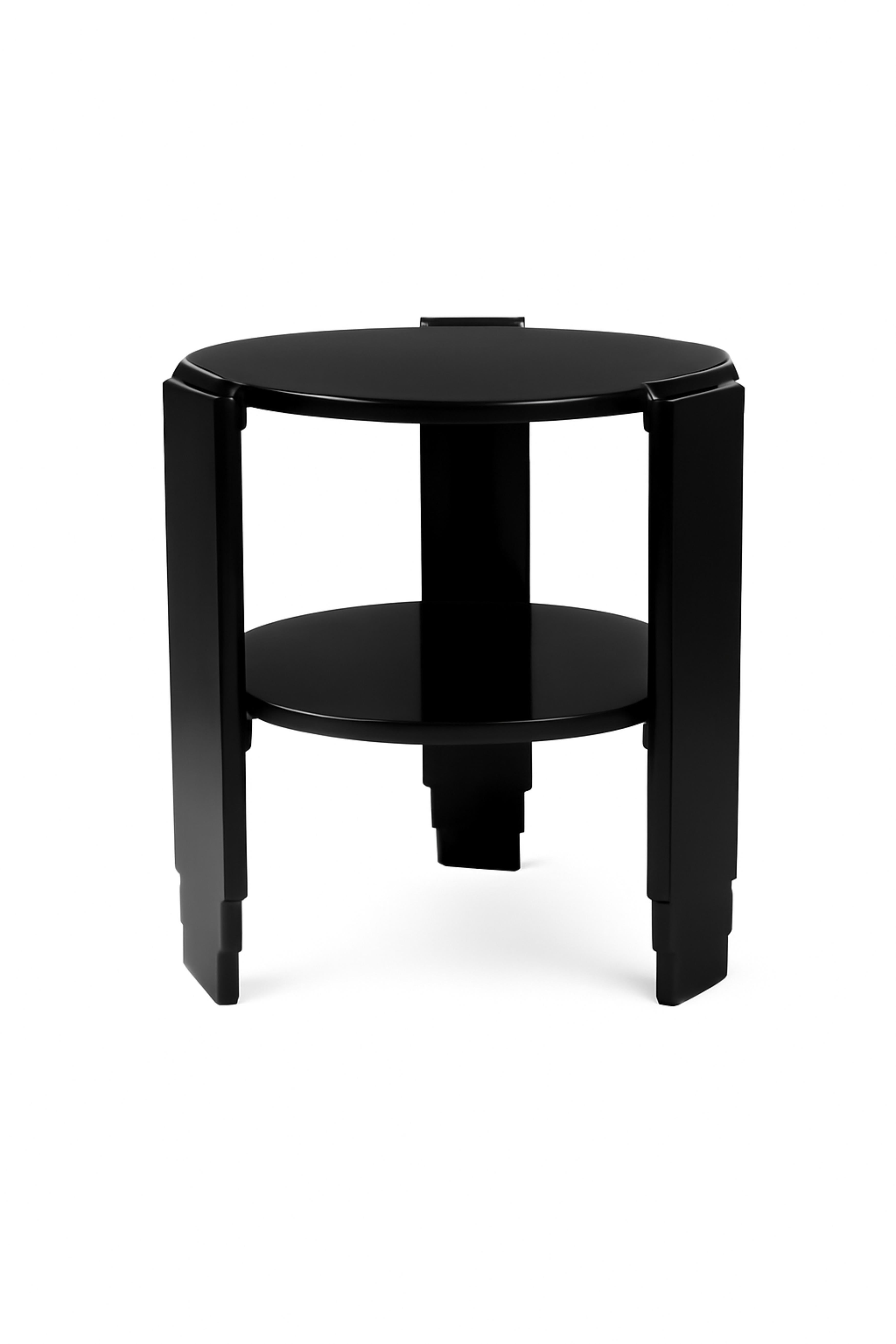 20th Century Walnut Black Lacquer Art Deco Center Table For Sale 4