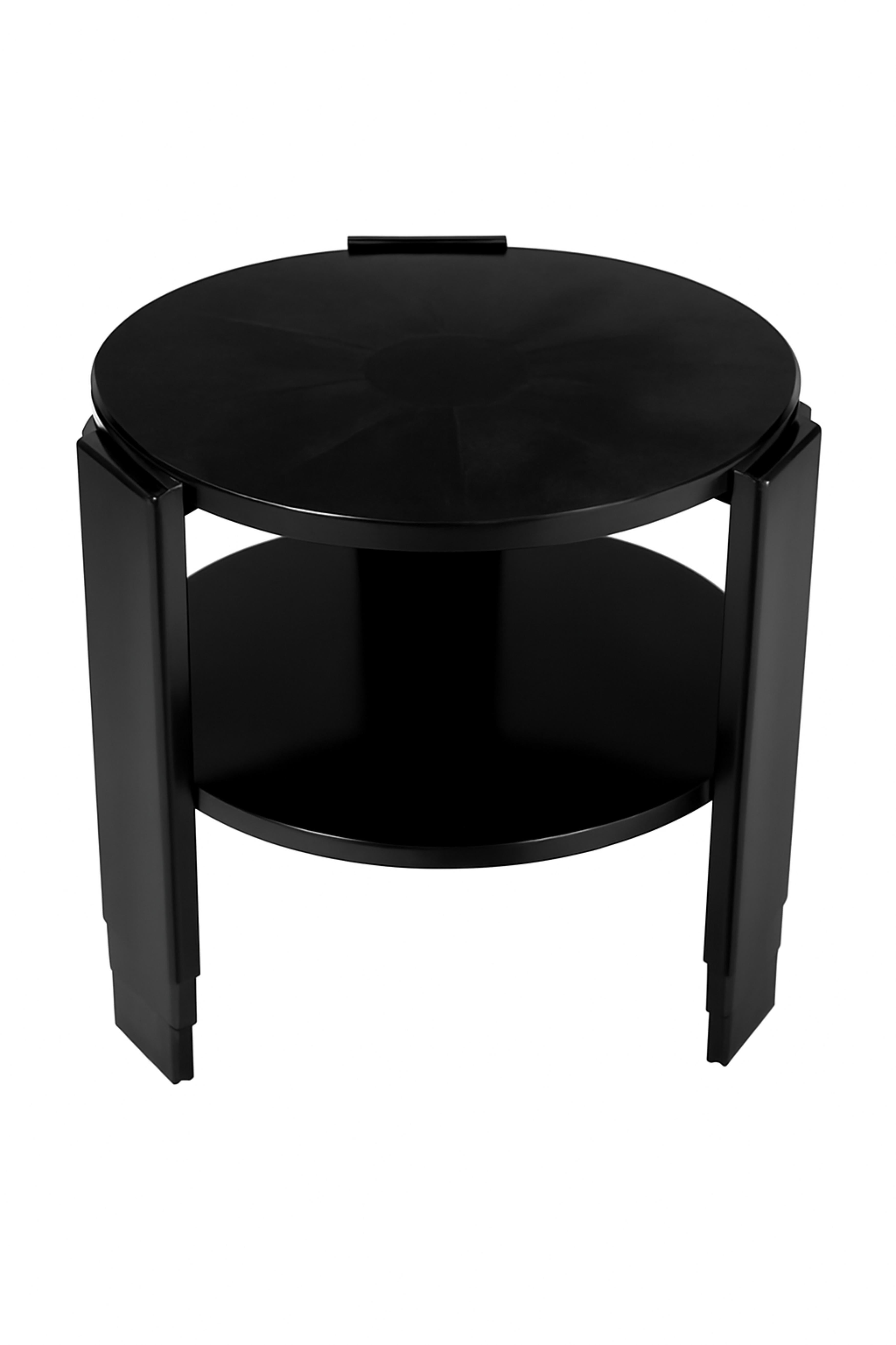20th Century Walnut Black Lacquer Art Deco Center Table For Sale 5