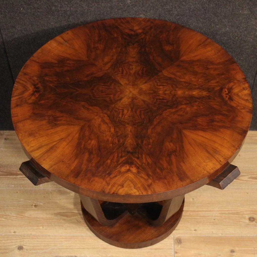 20th Century Walnut Burl and Beech Woods French Coffee Table, 1960 In Fair Condition In Vicoforte, Piedmont