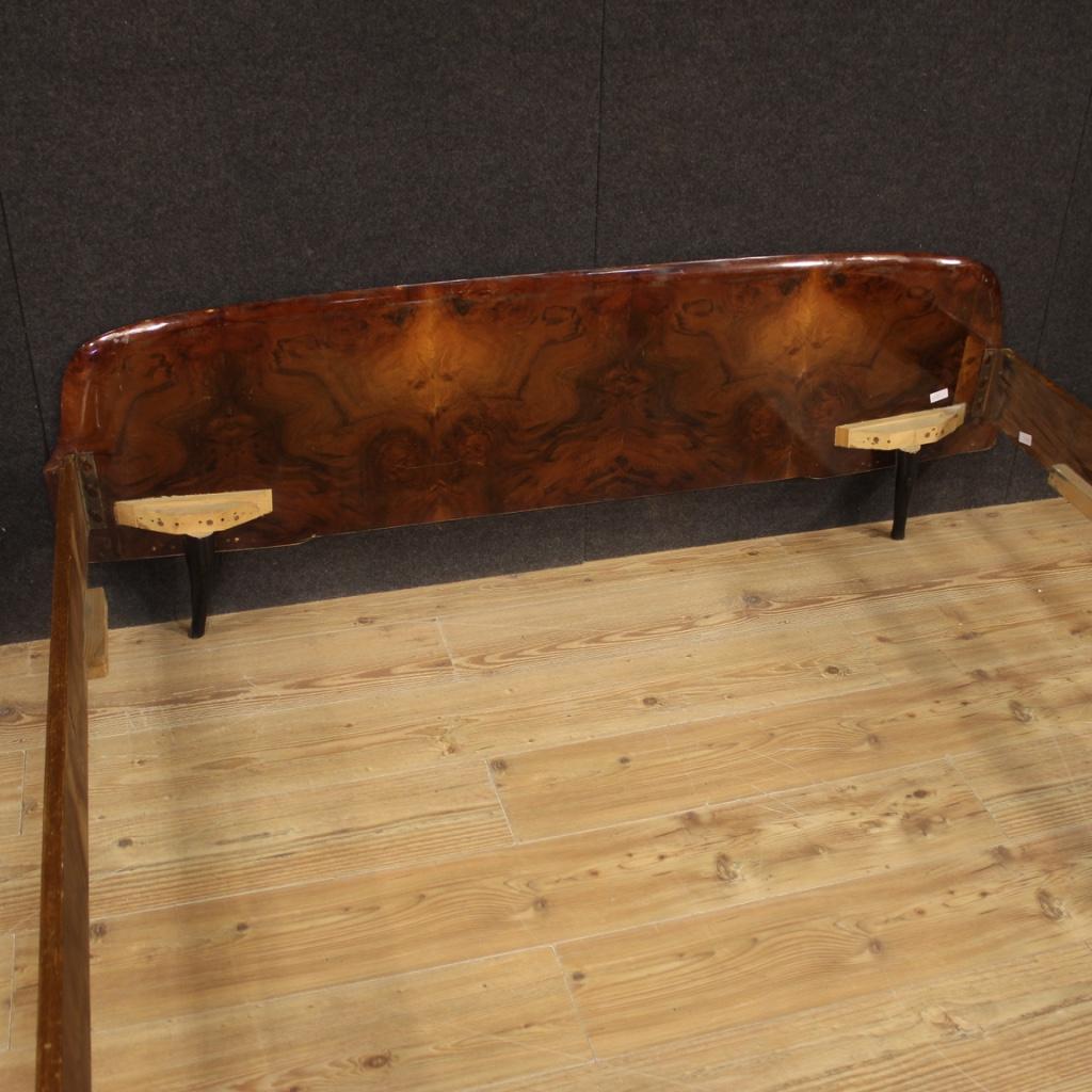 20th Century Walnut Burl and Ebonized Wood Italian Design Double Bed, 1960 5