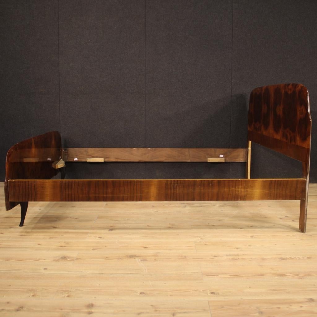 20th Century Walnut Burl and Ebonized Wood Italian Design Double Bed, 1960 1