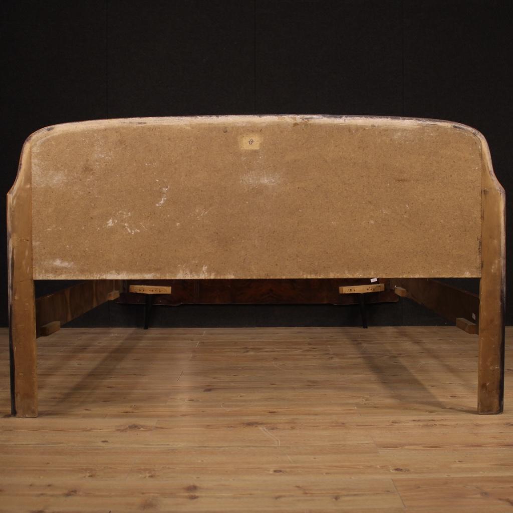 20th Century Walnut Burl and Ebonized Wood Italian Design Double Bed, 1960 3