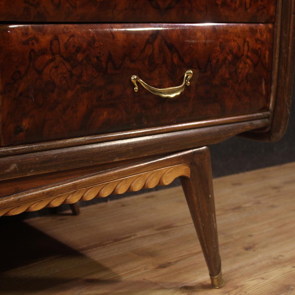 20th Century Walnut, Burl and Fruitwood Italian Design Dresser with Mirror, 1950s For Sale 5