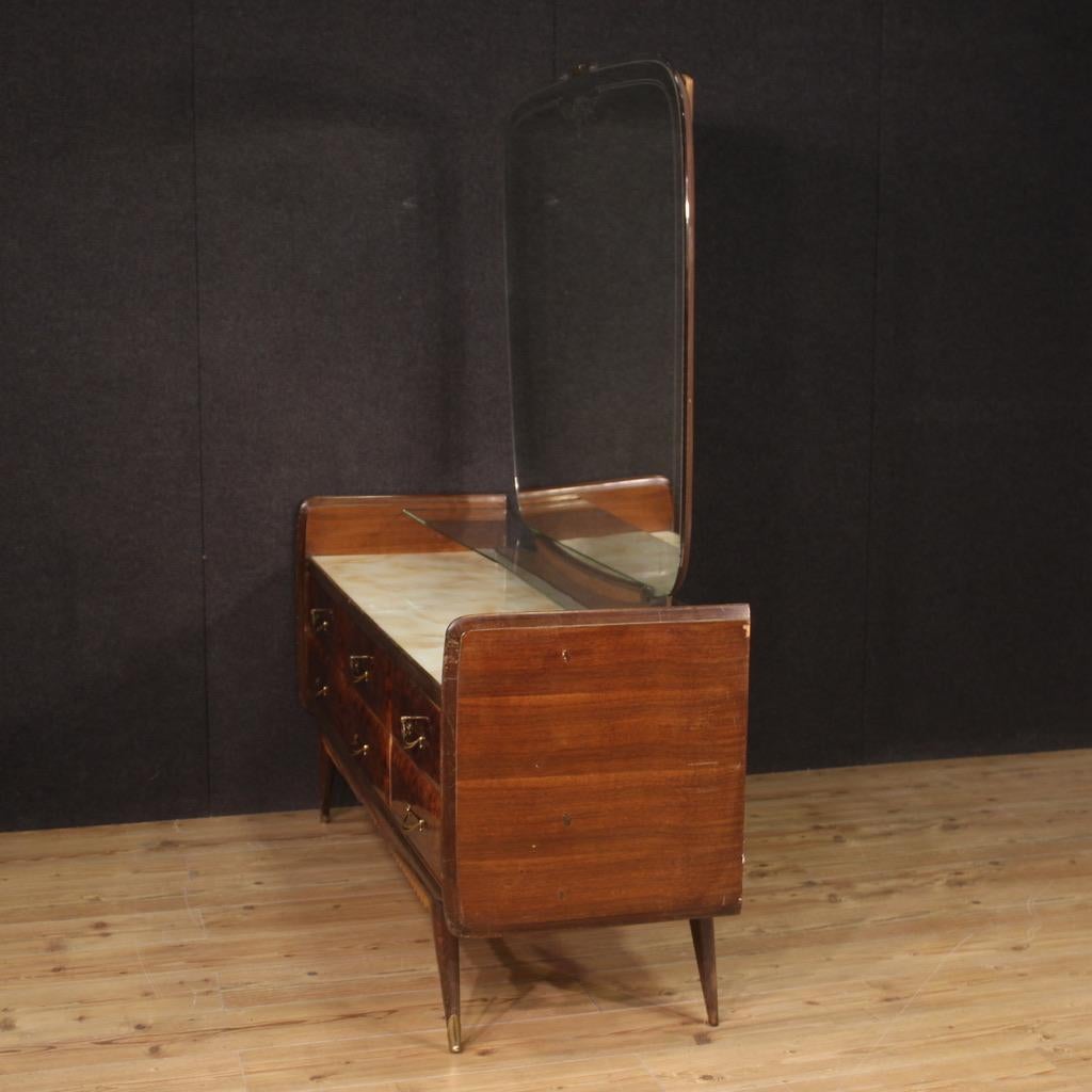 20th Century Walnut, Burl and Fruitwood Italian Design Dresser with Mirror, 1950s For Sale 6