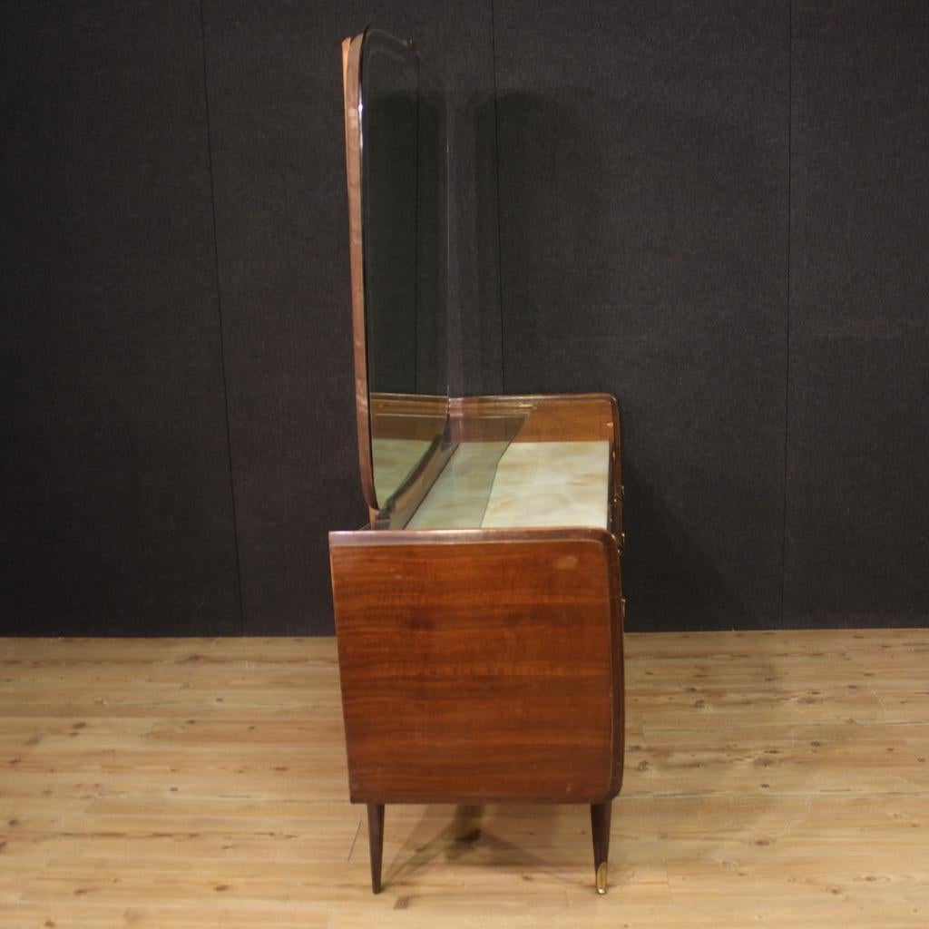 commode et miroir en noyer, ronce et bois de fruitier du 20e siècle, 1950 Bon état - En vente à Vicoforte, Piedmont