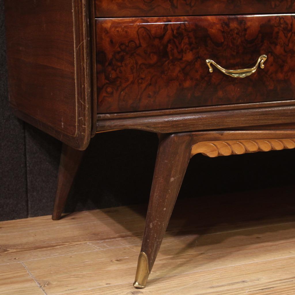 20th Century Walnut, Burl and Fruitwood Italian Design Dresser with Mirror, 1950s For Sale 3