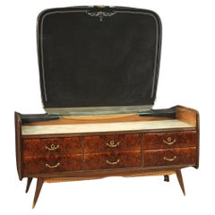 20th Century Walnut, Burl and Fruitwood Italian Design Dresser with Mirror, 1950s
