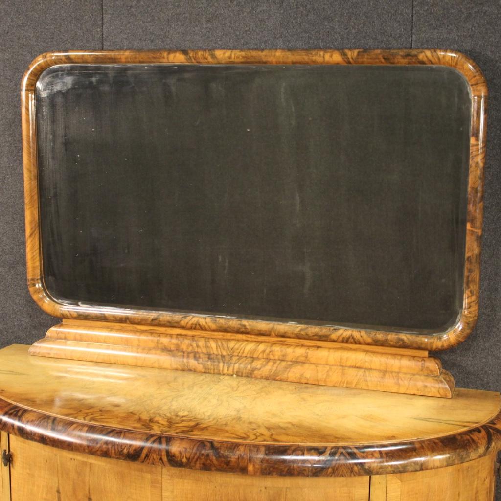 20th Century Walnut Burl and Fruitwood Italian Sideboard with Mirror, 1950 3