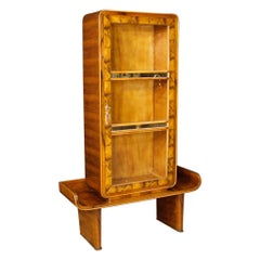 20th Century Walnut Burl and Fruitwood Italian Vitrine Display Cabinet, 1960