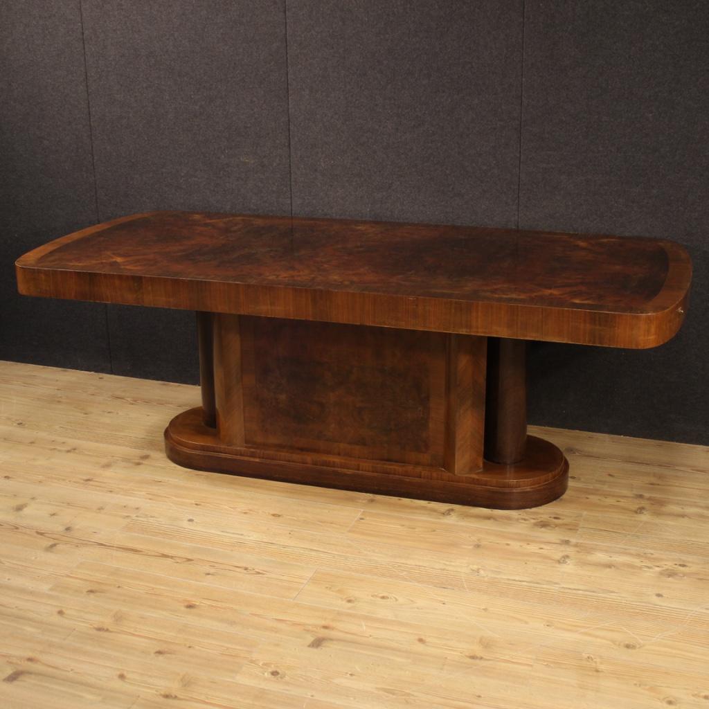 20th Century Walnut Burl and Palisander Wood Italian Table, 1950 In Good Condition In Vicoforte, Piedmont