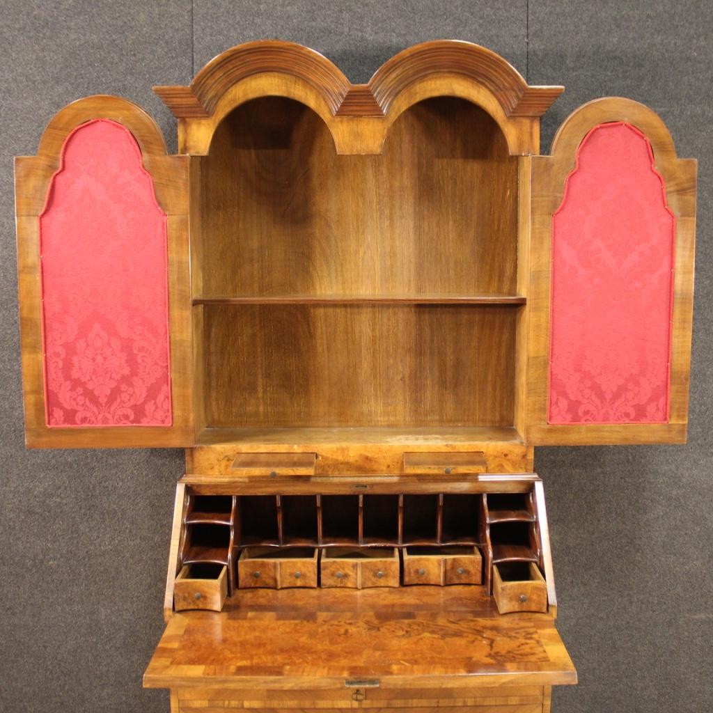Legno 20th Century Walnut, Burl, Beech, Mahogany Wood English Double Body Trumeau 1960 in vendita