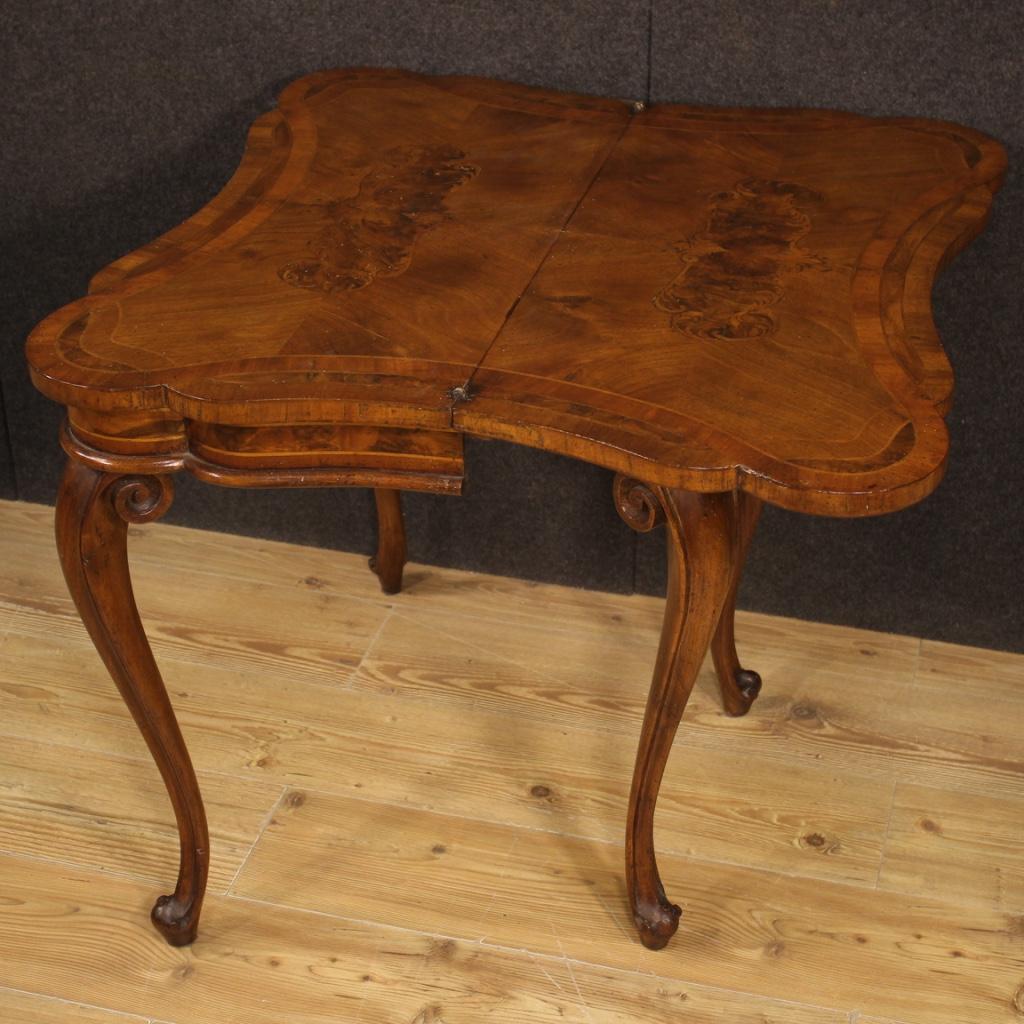 20th Century Walnut Burl Boxwood and Beechwood Venetian Game Table, 1950 5