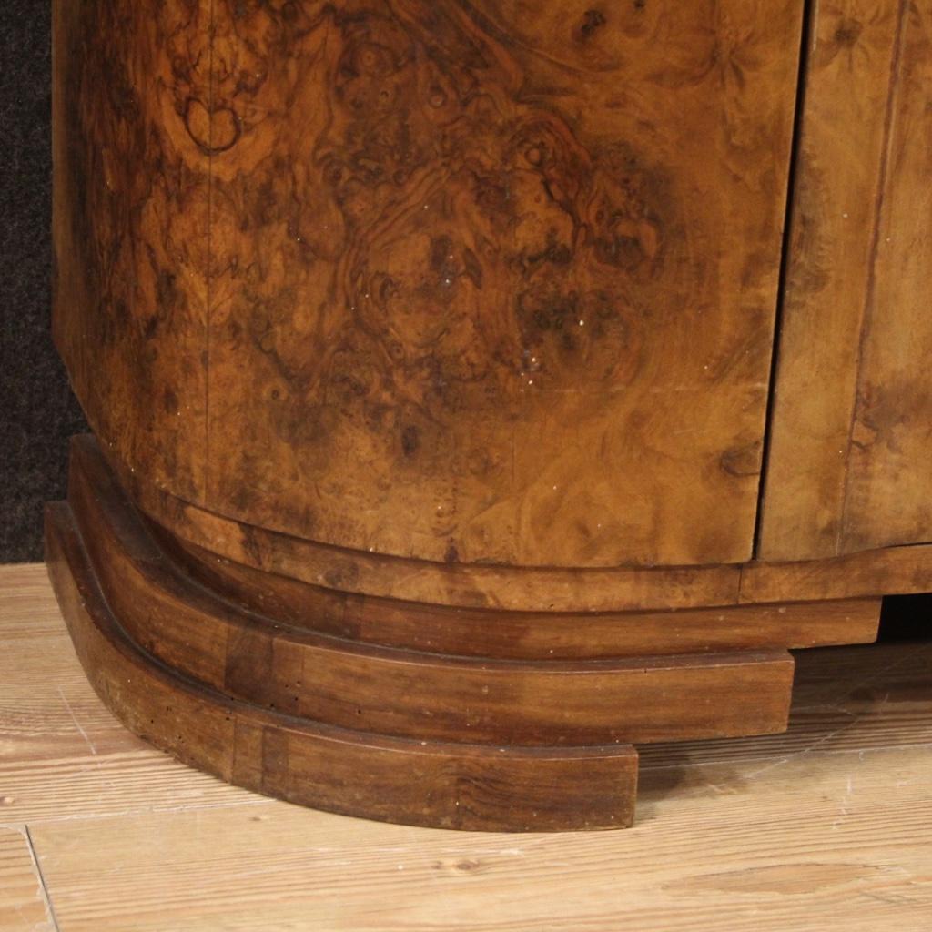 20th Century Walnut Burl Fruitwood Wood Italian Art Deco Style Display Cabinet 2
