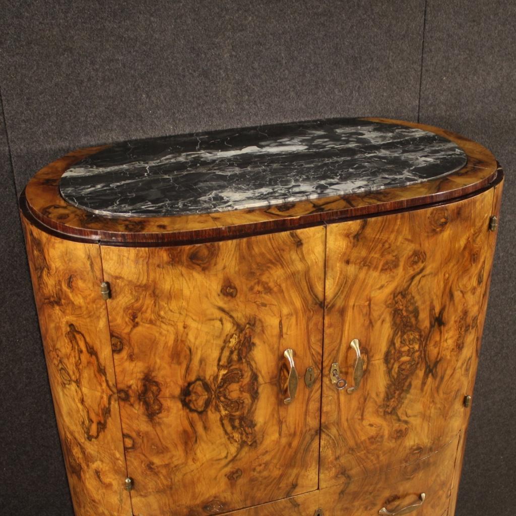 20th Century Walnut Burl Palisander Fruitwood Italian Secrétaire, 1960 In Good Condition In Vicoforte, Piedmont