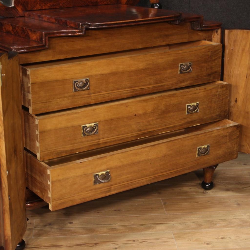 20th Century Walnut, Burl Walnut, Ebonized Wood Italian Sideboard with Mirror 4