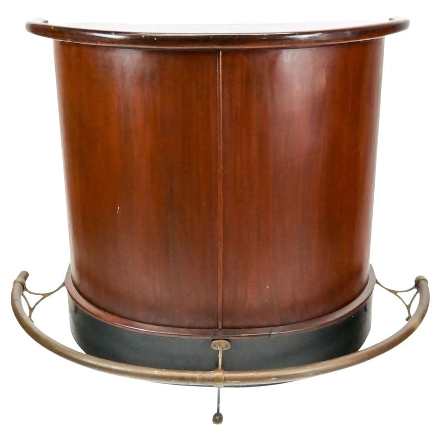 20th Century Walnut Dry Bar With Brass Rail
