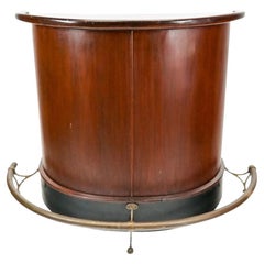 20th Century Walnut Dry Bar With Brass Rail