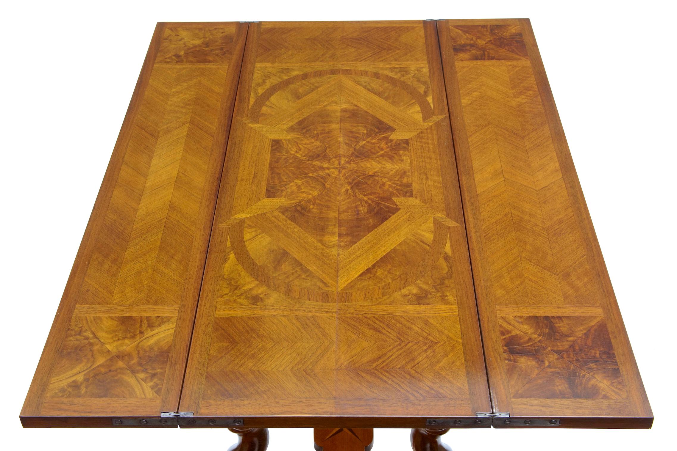 Inlay 20th Century Walnut Flip Top Occasional Table