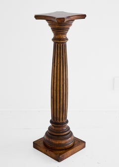 20th Century Walnut Fluted Column Pedestal or Plant Stand