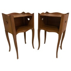 20th Century Walnut Louis XV Style Pair of Nightstand, Side Tables