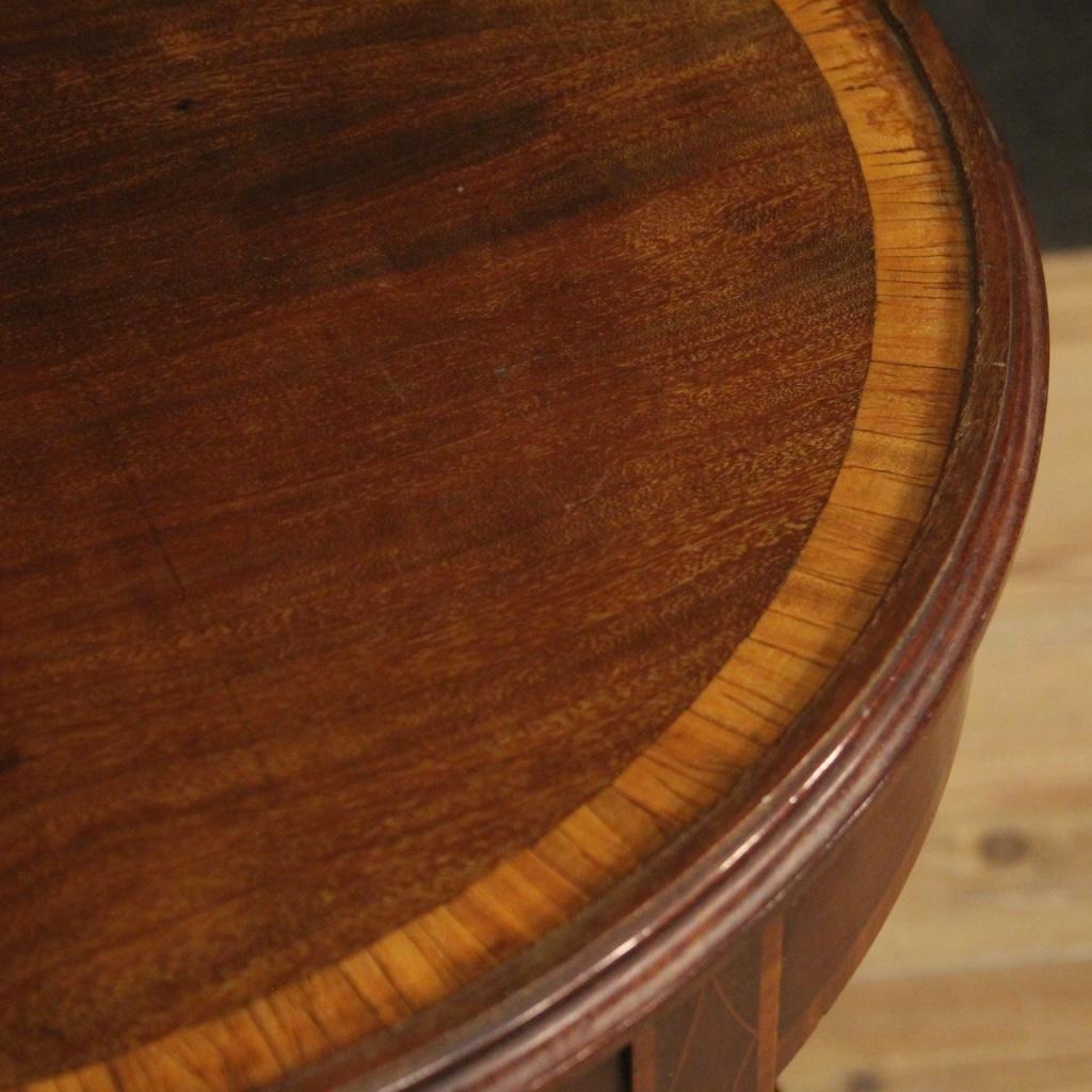 20th Century Walnut Mahogany Beech and Maple Wood English Round Side Table, 1950 7
