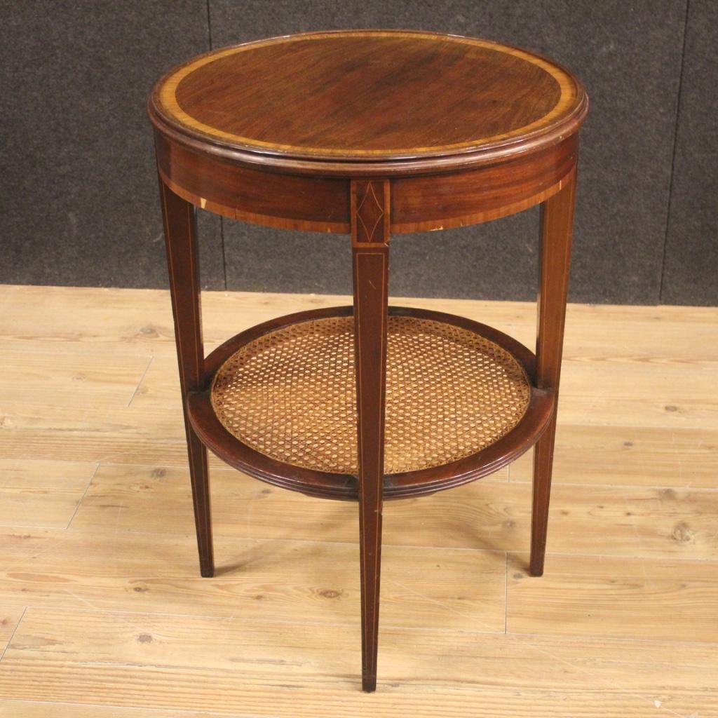 British 20th Century Walnut Mahogany Beech and Maple Wood English Round Side Table, 1950