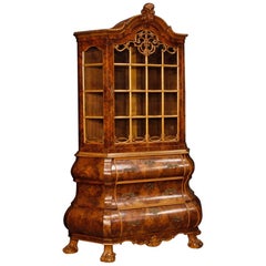 20th Century Walnut, Mahogany, Burl, Maple And Beech Dutch Showcase, 1950