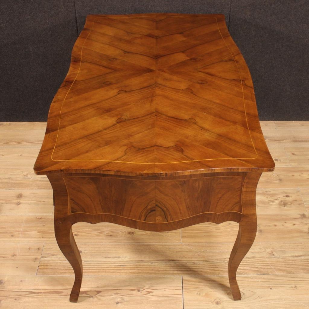 20th Century Walnut Maple and Fruitwood Italian Writing Desk, 1960 6