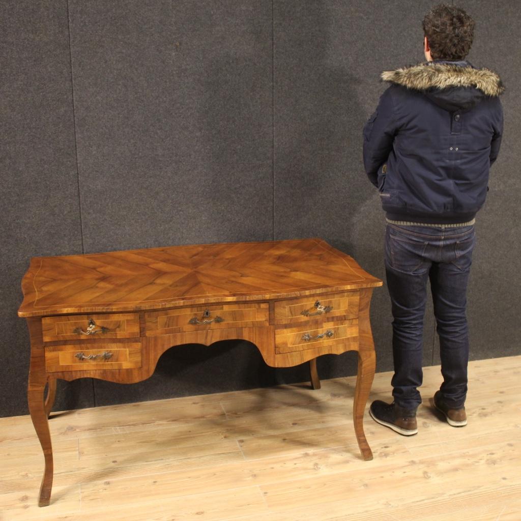 20th Century Walnut Maple and Fruitwood Italian Writing Desk, 1960 7