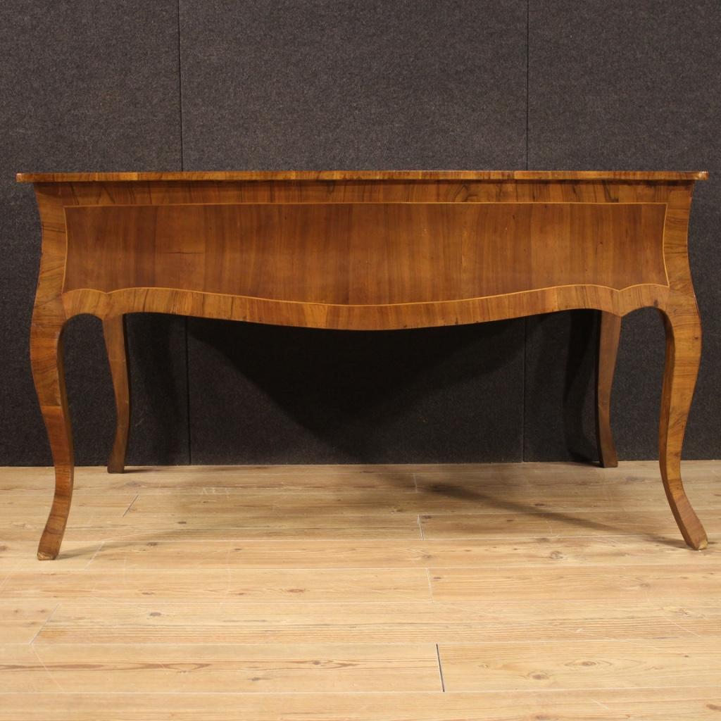 20th Century Walnut Maple and Fruitwood Italian Writing Desk, 1960 3