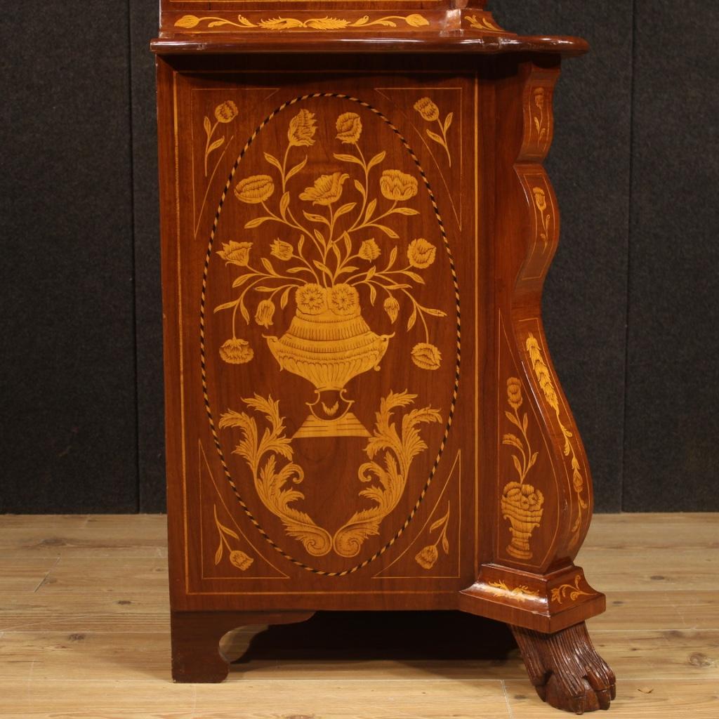 20th Century Walnut Maple Beech Inlaid Wood Dutch Display Cabinet, 1960 6