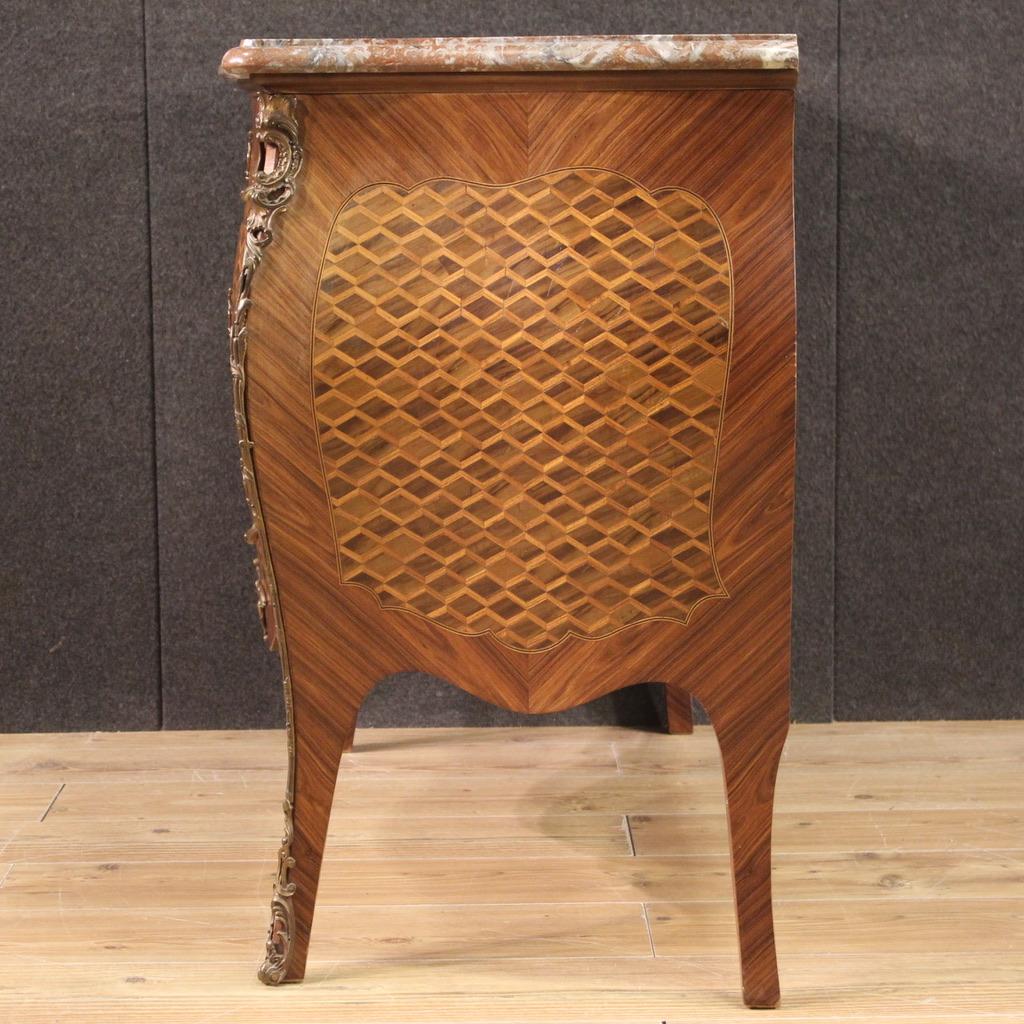 20th Century Walnut, Maple, Ebonized Wood Antique French Chest Of Drawers, 1960s For Sale 1
