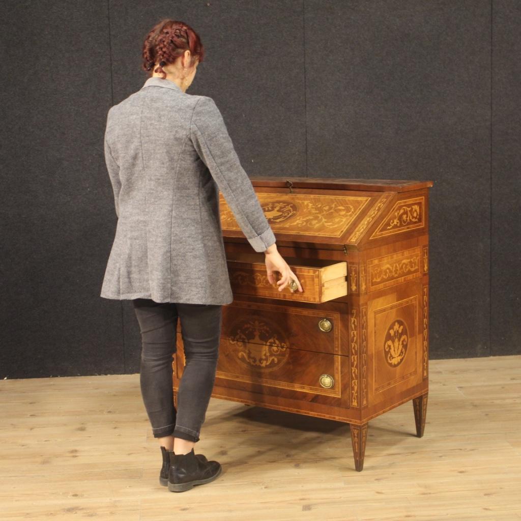 20th Century Walnut Maple Rosewood Inlaid Italian Louis XVI Style Bureau, 1960 4