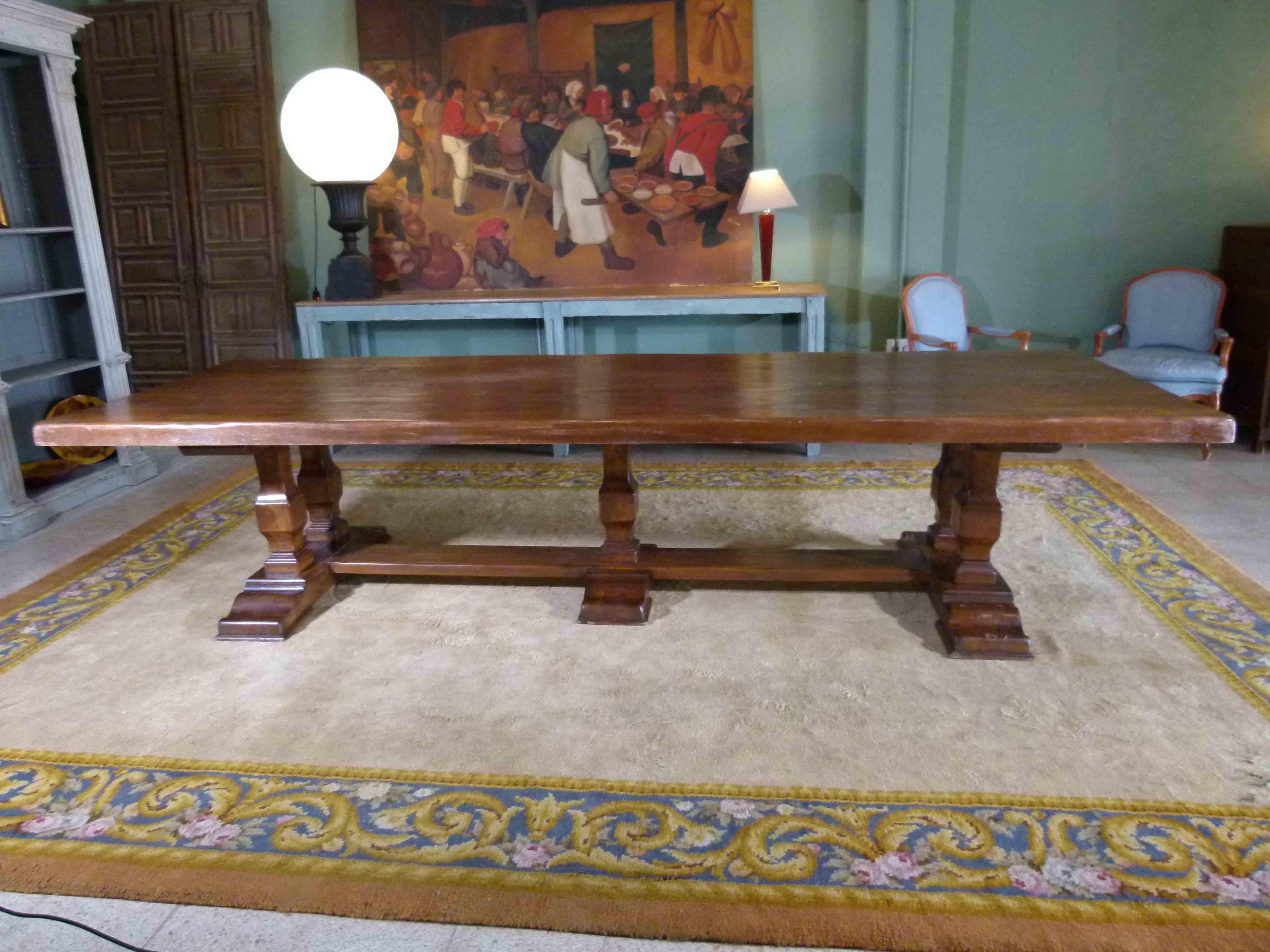 Other  Large 20th Century Walnut Monastery Style Table