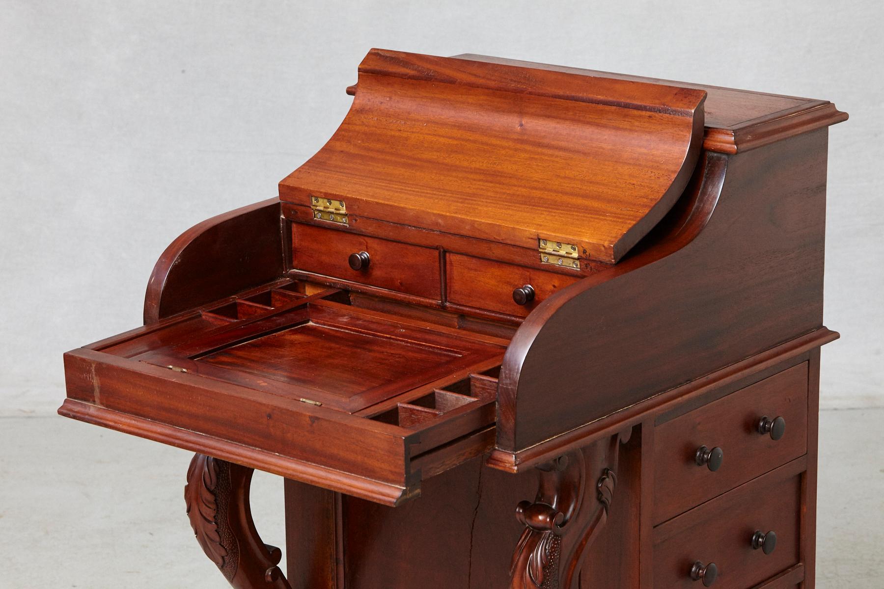 Victorian 20th Century Walnut Piano Top Davenport Desk
