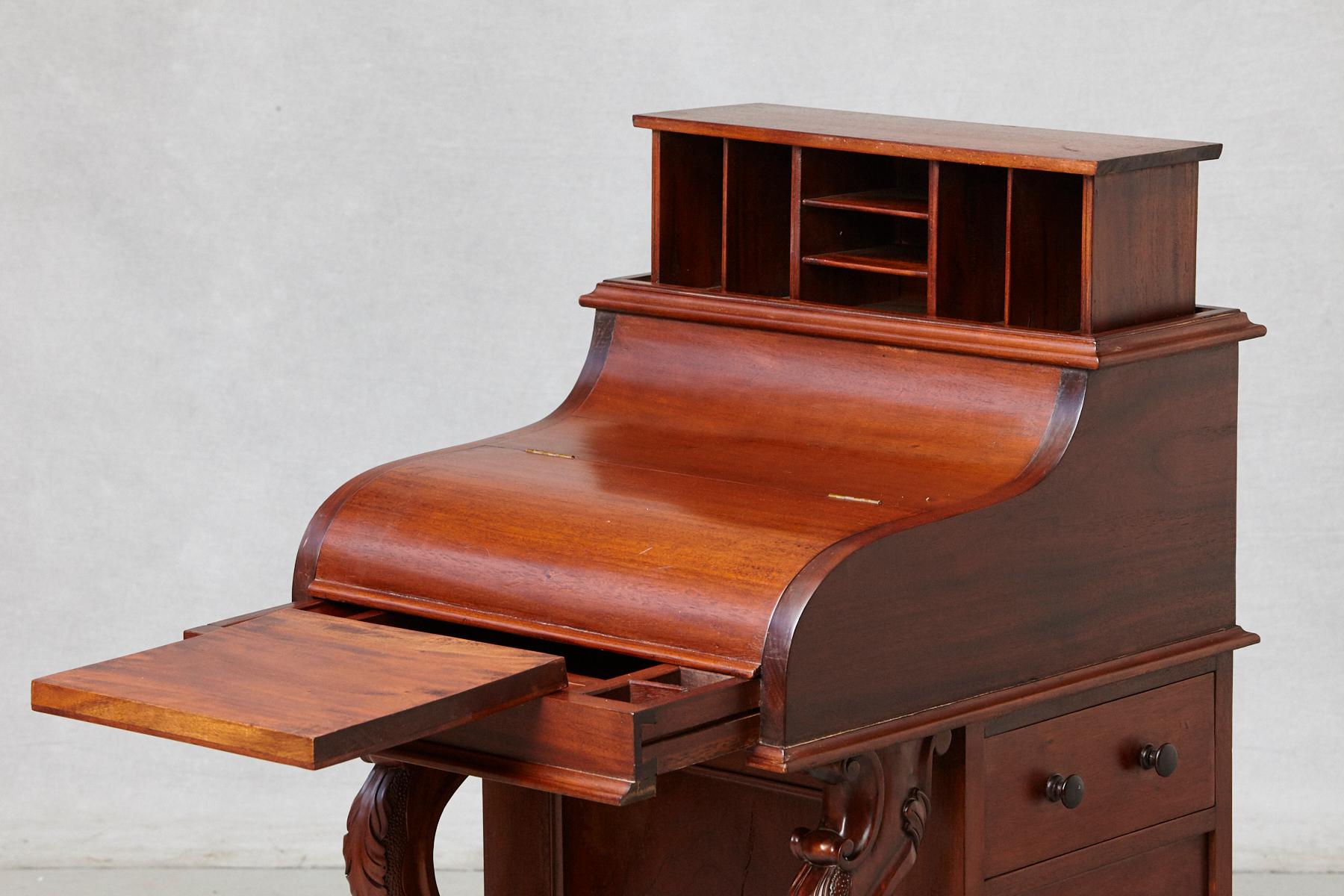 English 20th Century Walnut Piano Top Davenport Desk