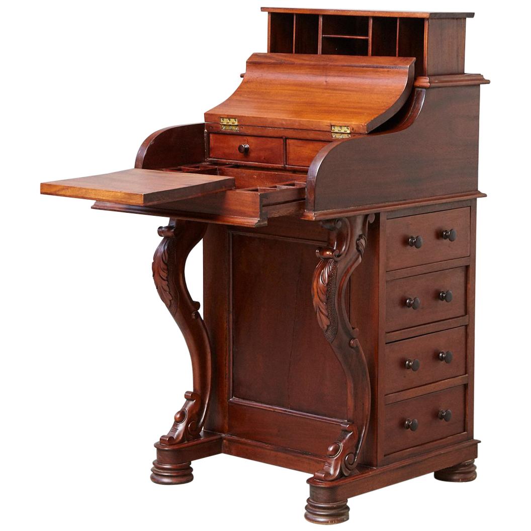 20th Century Walnut Piano Top Davenport Desk