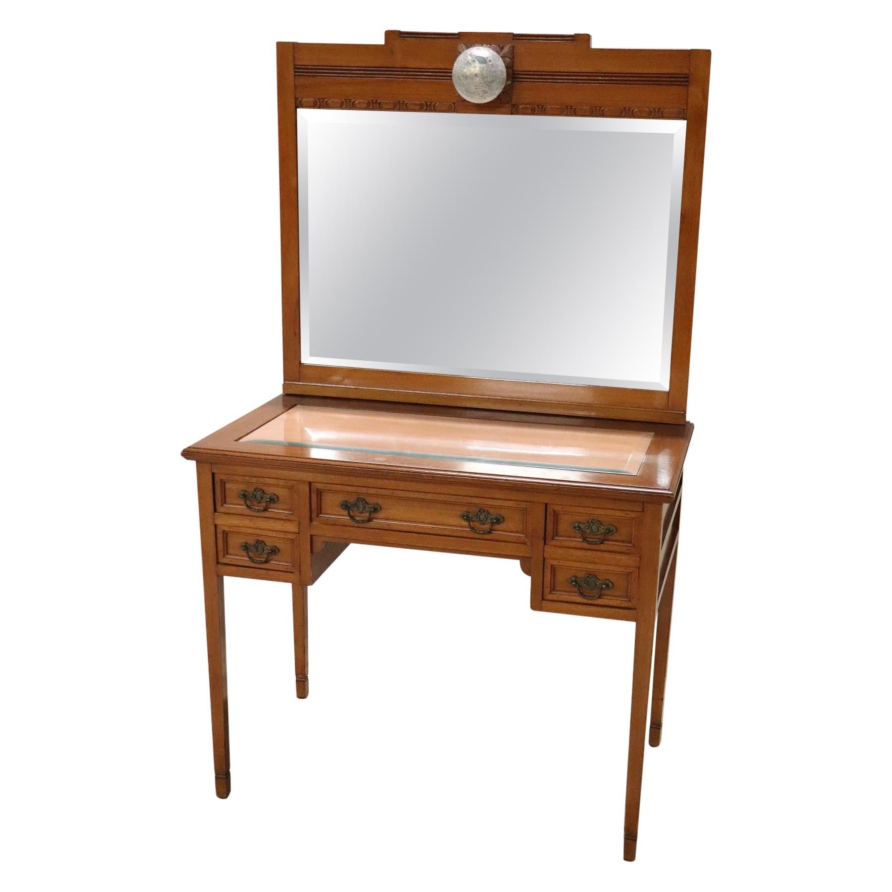 20th Century Walnut Vanity Table or Dressing Table
