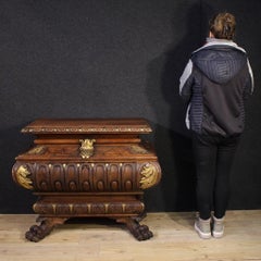 20th Century Walnut Wood and Gold Wood Tuscan Urn Chest, 1920s