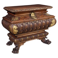 20th Century Walnut Wood and Gold Wood Tuscan Urn Chest, 1920s