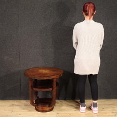 20th Century Walnut Wood Art Deco Italian Side Table, 1940s