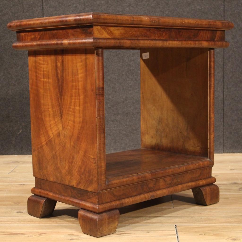 20th Century Walnut Wood Art Deco Style Italian Side Table, 1950 7