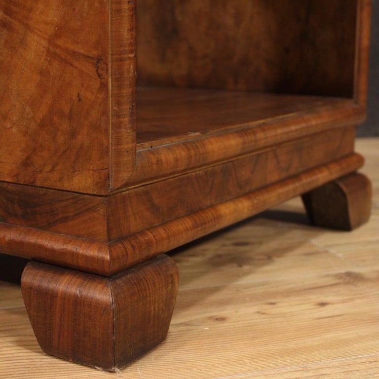 20th Century Walnut Wood Art Deco Style Italian Side Table, 1950 For Sale 8