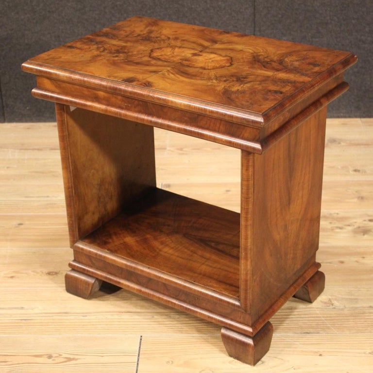 20th Century Walnut Wood Art Deco Style Italian Side Table, 1950 For Sale 9