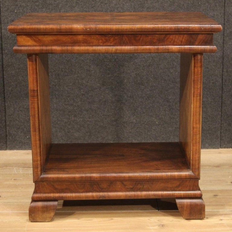 20th Century Walnut Wood Art Deco Style Italian Side Table, 1950 For Sale 1